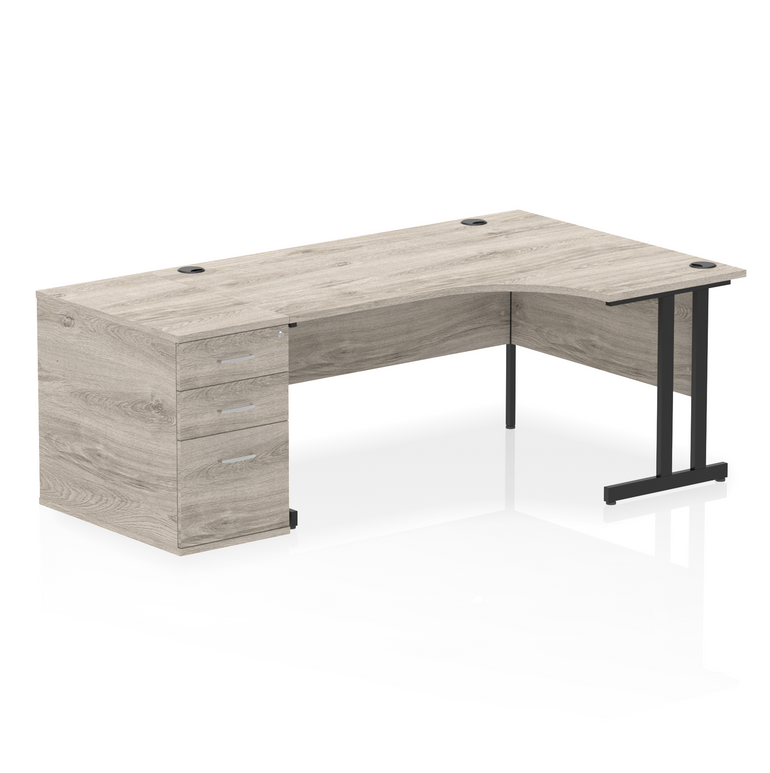 Impulse 1600mm Cantilever Right Crescent Desk Workstation