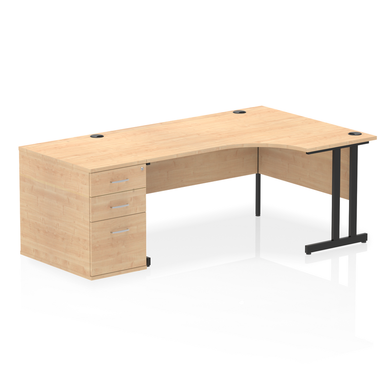 Impulse 1600mm Cantilever Right Crescent Desk Workstation