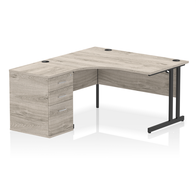 Impulse 1400mm Cantilever Left Crescent Desk Workstation