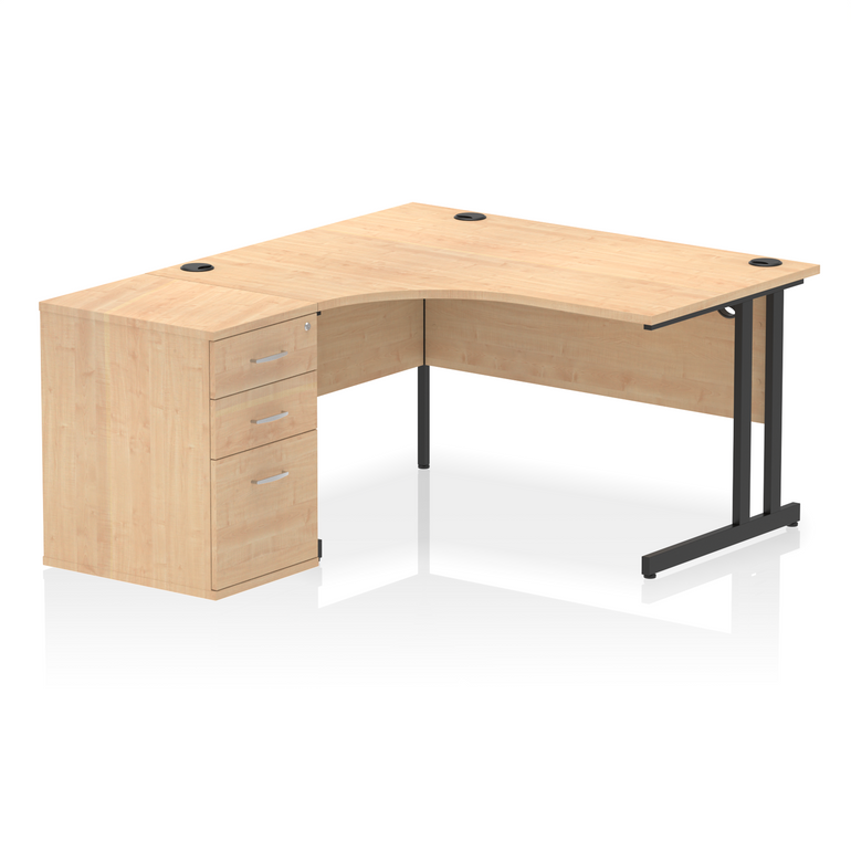 Impulse 1400mm Cantilever Left Crescent Desk Workstation