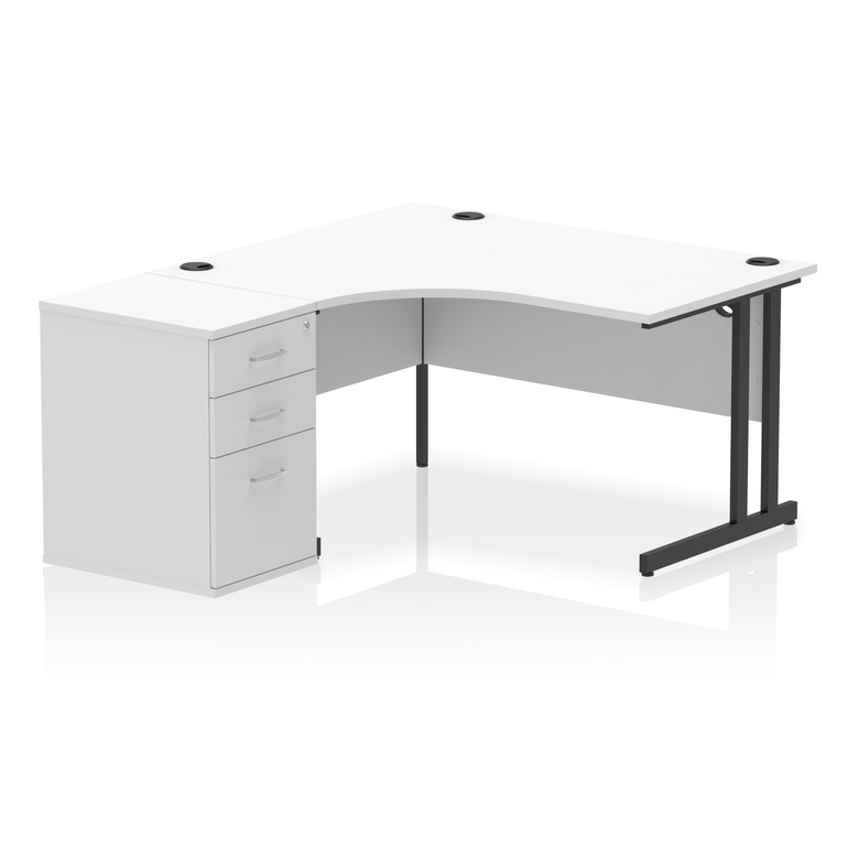 Impulse 1400mm Cantilever Left Crescent Desk Workstation