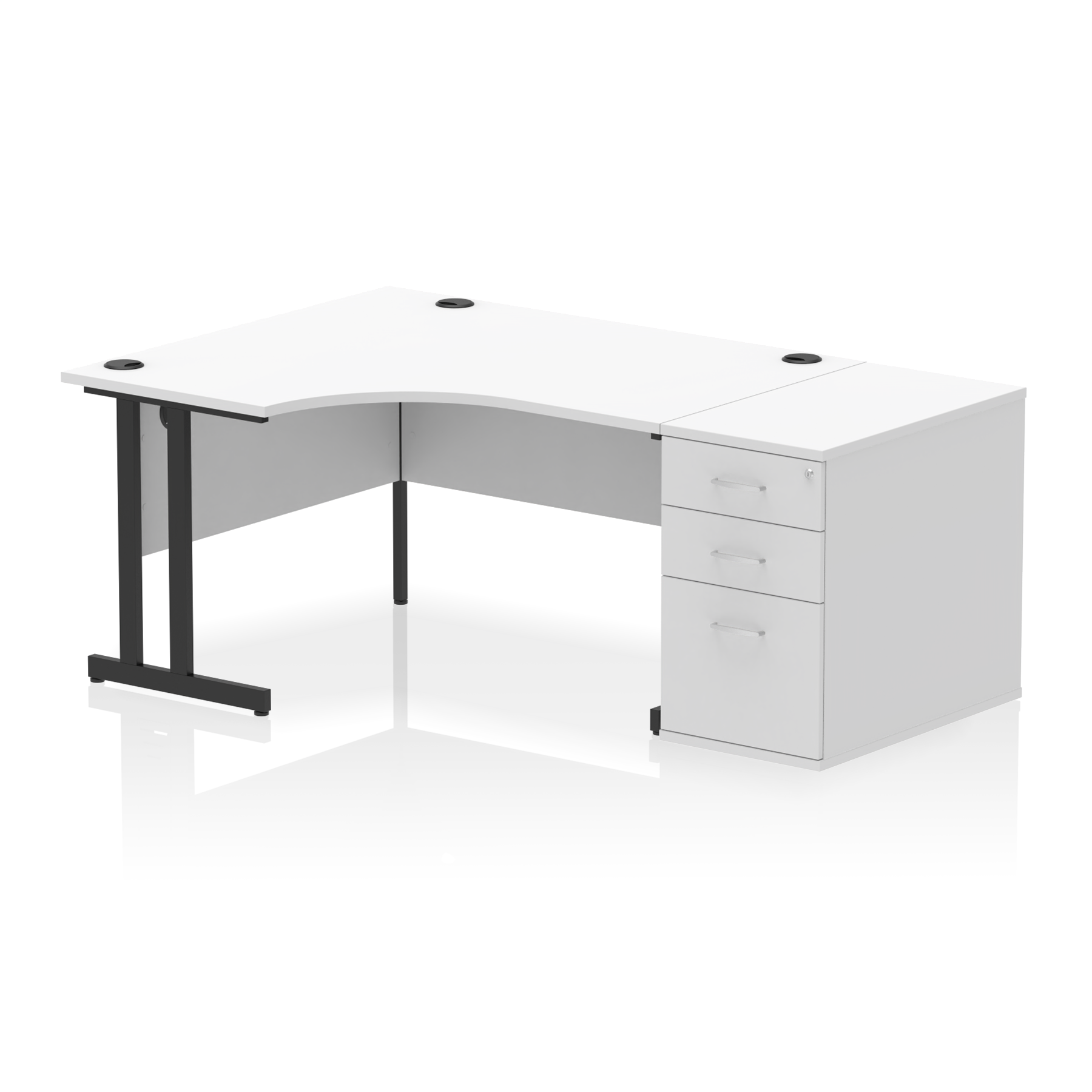 Impulse 1400mm Cantilever Left Crescent Desk Workstation