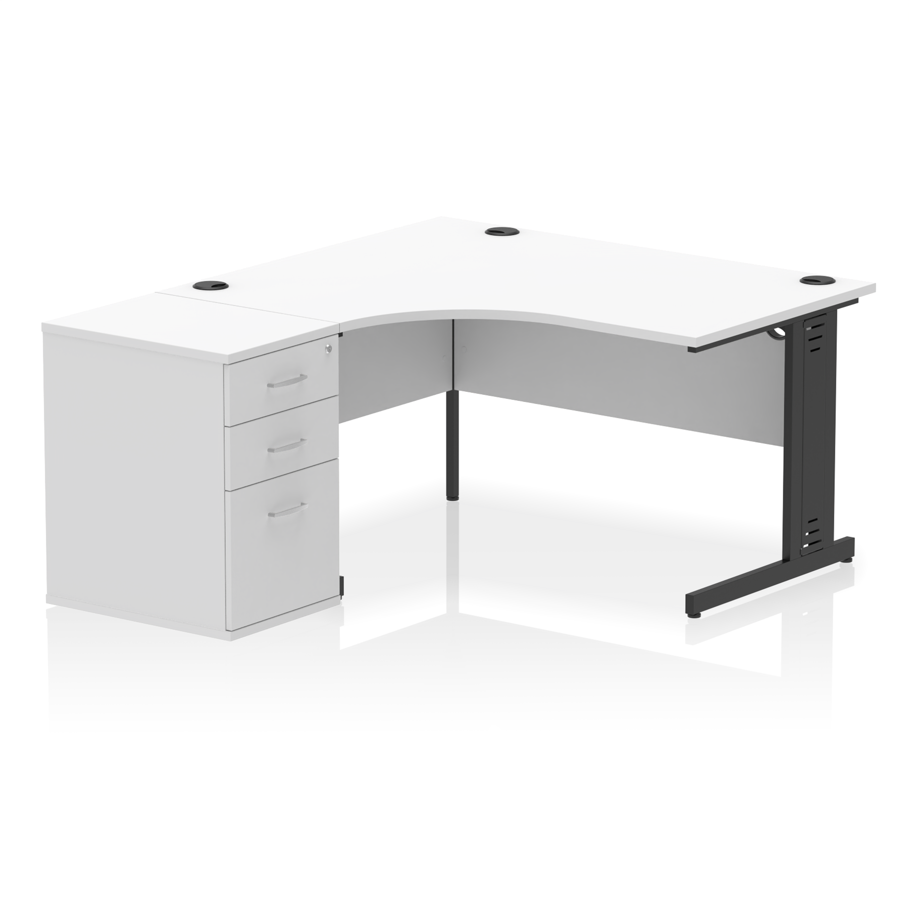 Impulse 1400mm Cable Managed Left Crescent Desk Workstation