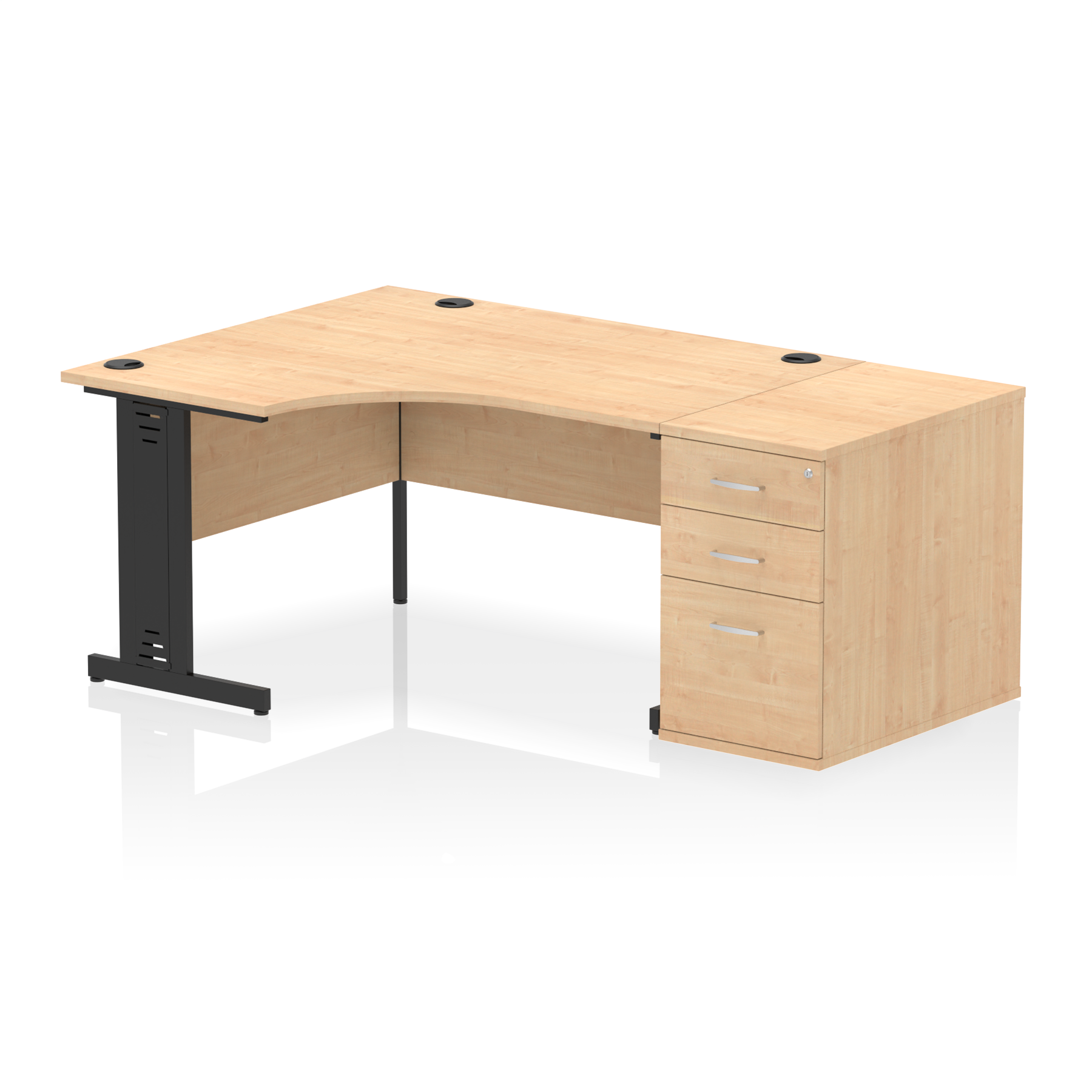 Impulse 1400mm Cable Managed Left Crescent Desk Workstation