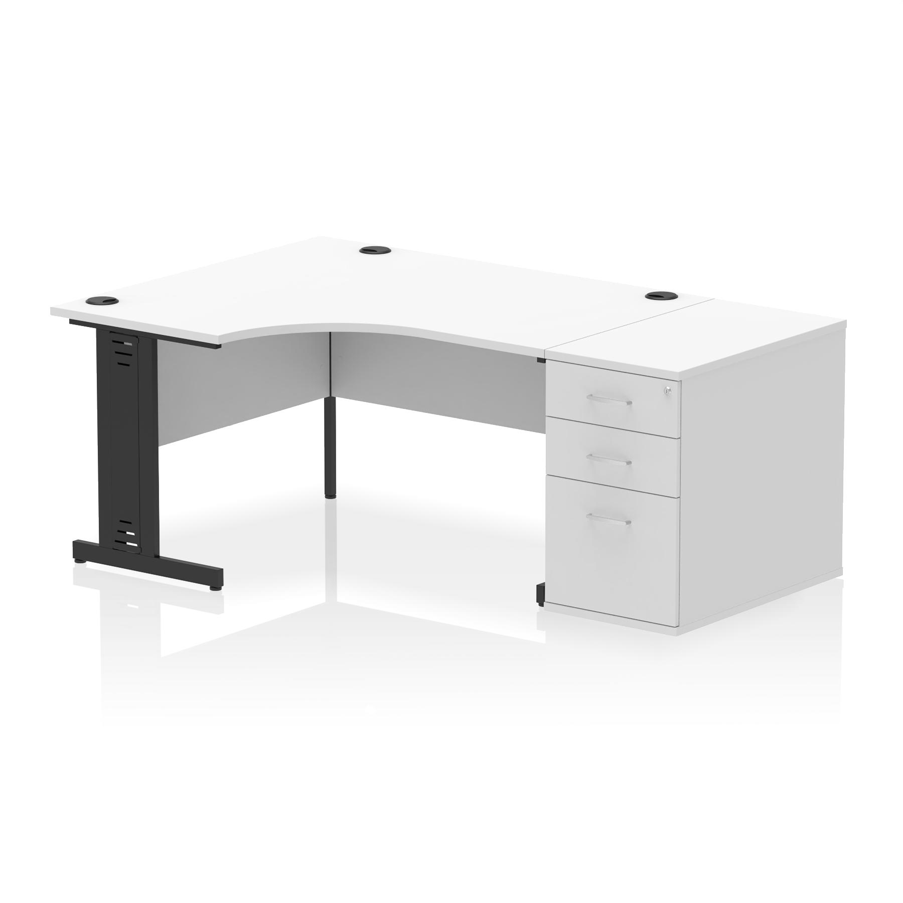 Impulse 1400mm Cable Managed Left Crescent Desk Workstation