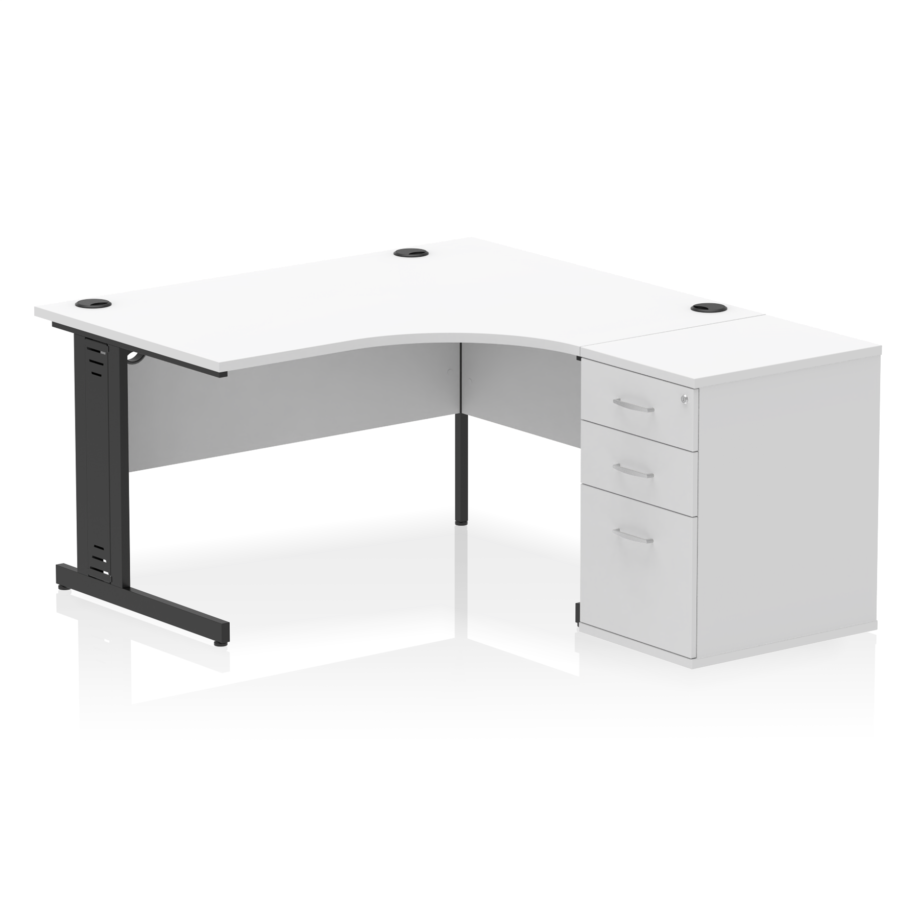 Impulse 1400mm Cable Managed Right Crescent Desk Workstation