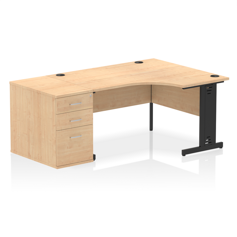 Impulse 1400mm Cable Managed Right Crescent Desk Workstation