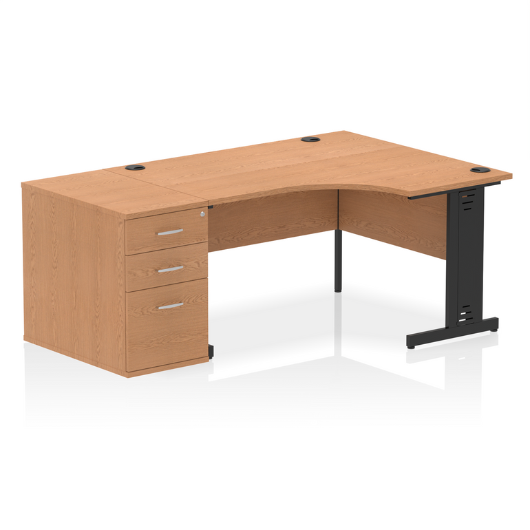 Impulse 1400mm Cable Managed Right Crescent Desk Workstation