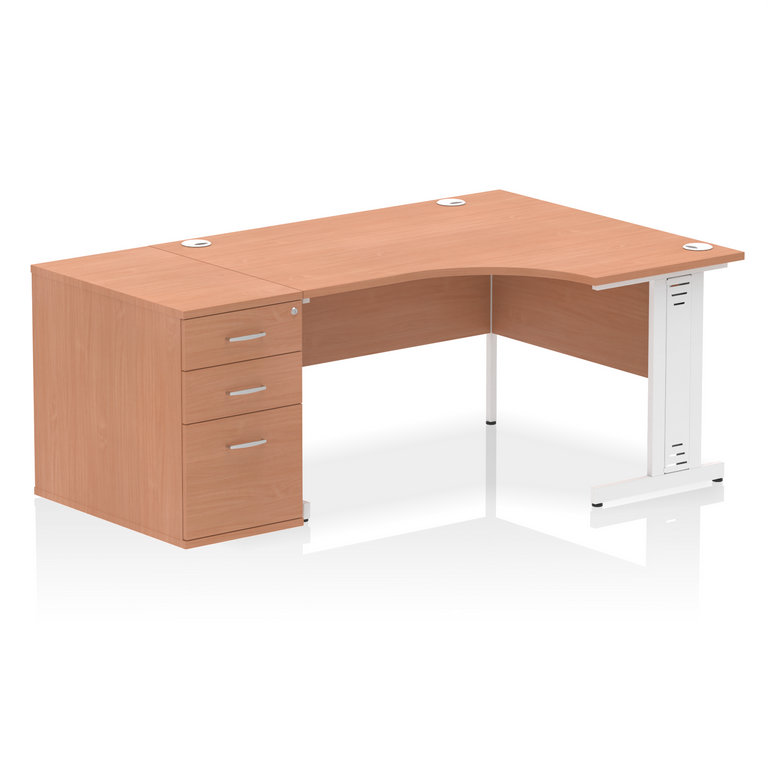 Impulse 1400mm Cable Managed Right Crescent Desk Workstation