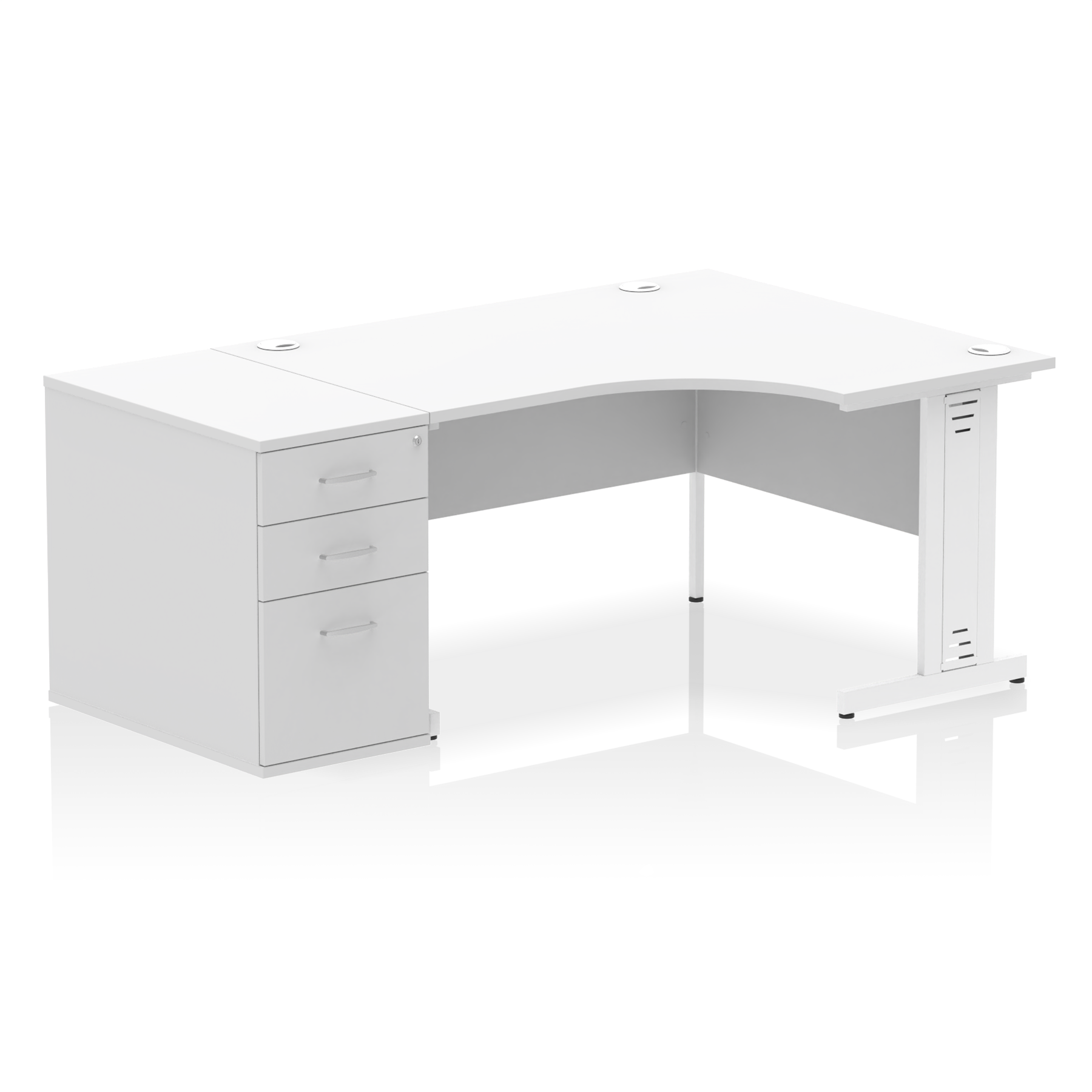 Impulse 1400mm Cable Managed Right Crescent Desk Workstation