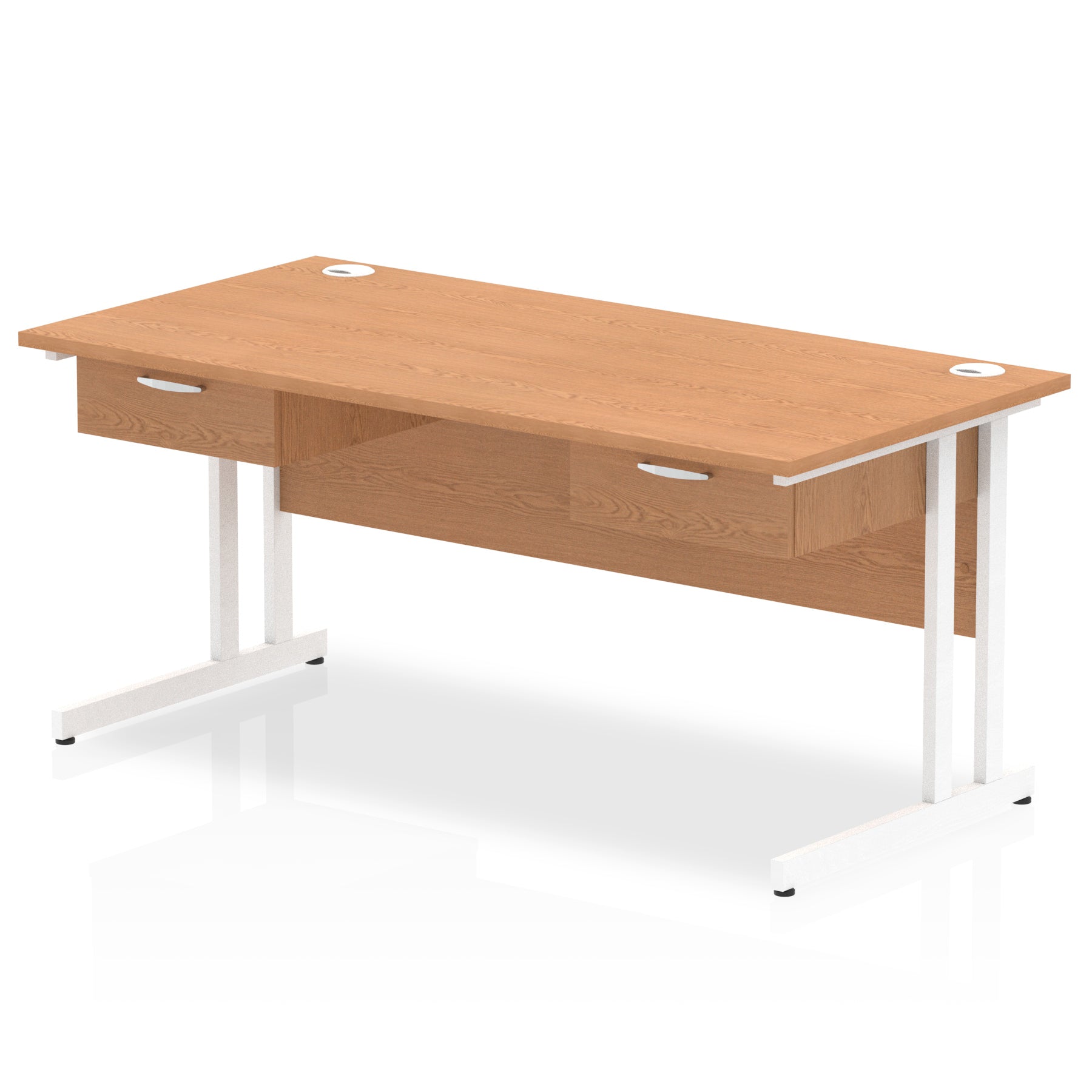 Impulse Cantilever Straight Desk White Frame With Two One Drawer Fixed Pedestals