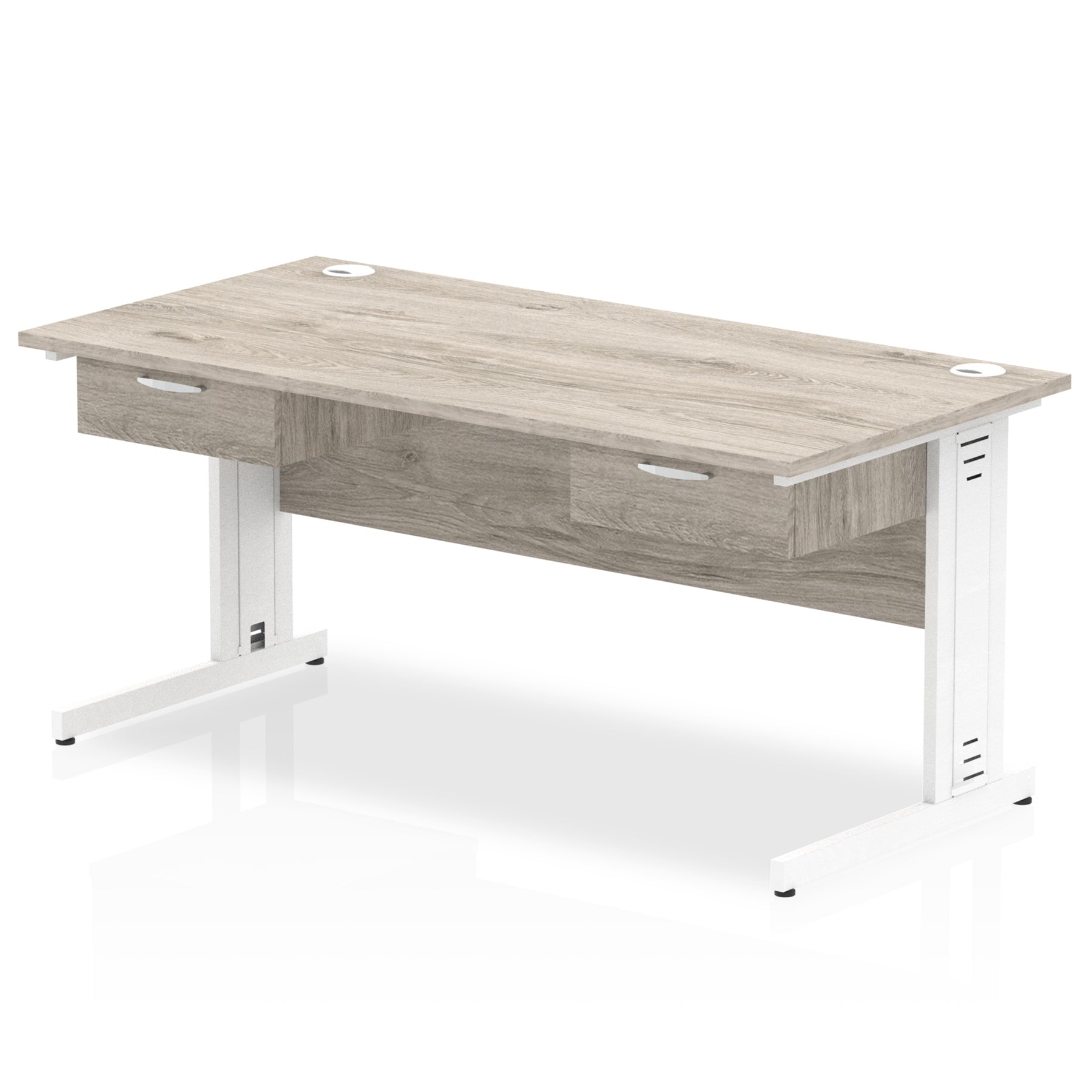Impulse Cable Managed Straight Desk White Frame With Two One Drawer Fi ...