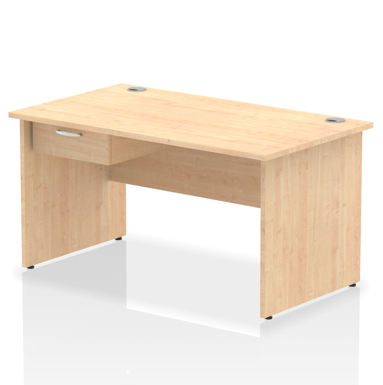 Impulse Panel End Straight Desk Frame With Single One Drawer Fixed Pedestal
