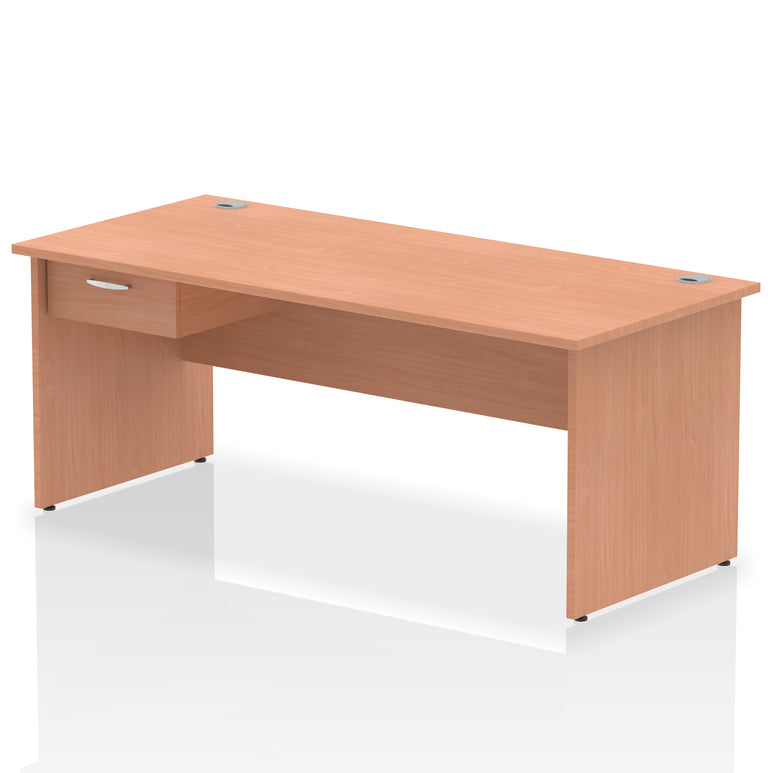 Impulse Panel End Straight Desk Frame With Single One Drawer Fixed Pedestal