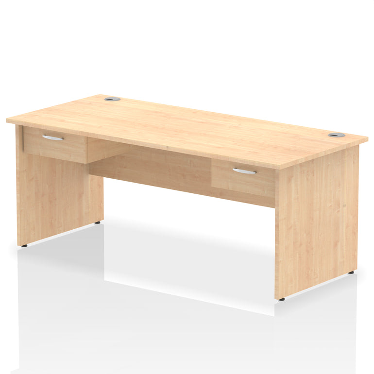 Impulse Panel End Straight Desk Frame With Two One Drawer Fixed Pedestals