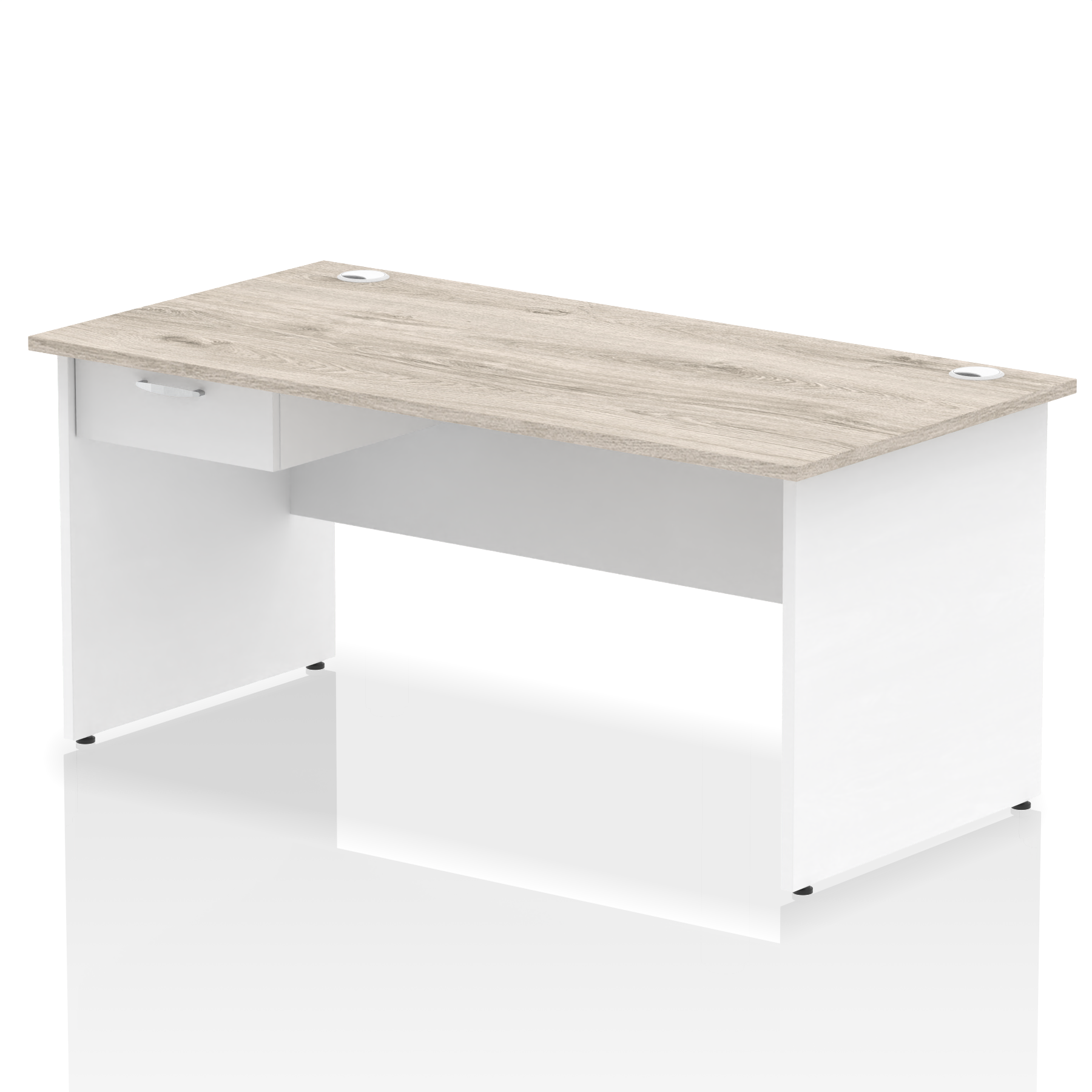 Impulse Panel End Straight Desk Frame With Single One Drawer Fixed Pedestal