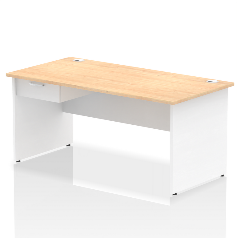 Impulse Panel End Straight Desk Frame With Single One Drawer Fixed Pedestal