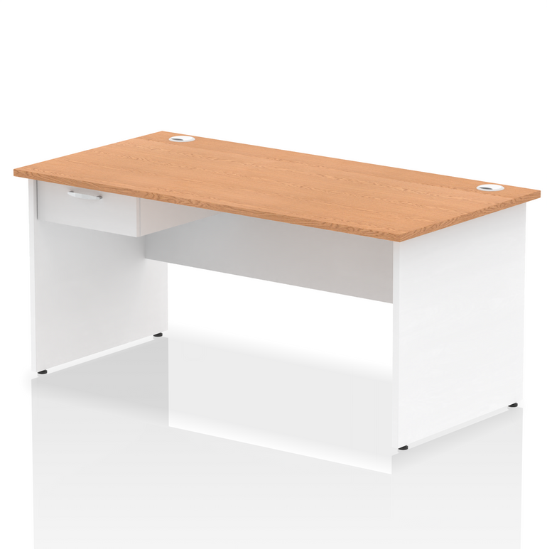 Impulse Panel End Straight Desk Frame With Single One Drawer Fixed Pedestal