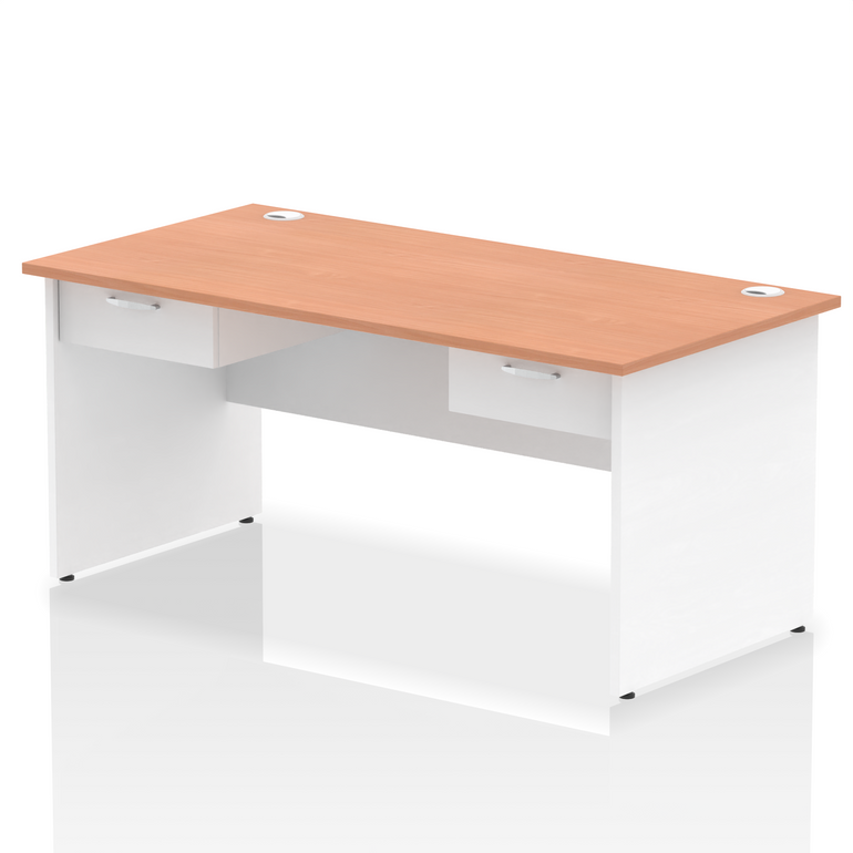 Impulse Panel End Straight Desk Frame With Two One Drawer Fixed Pedestals