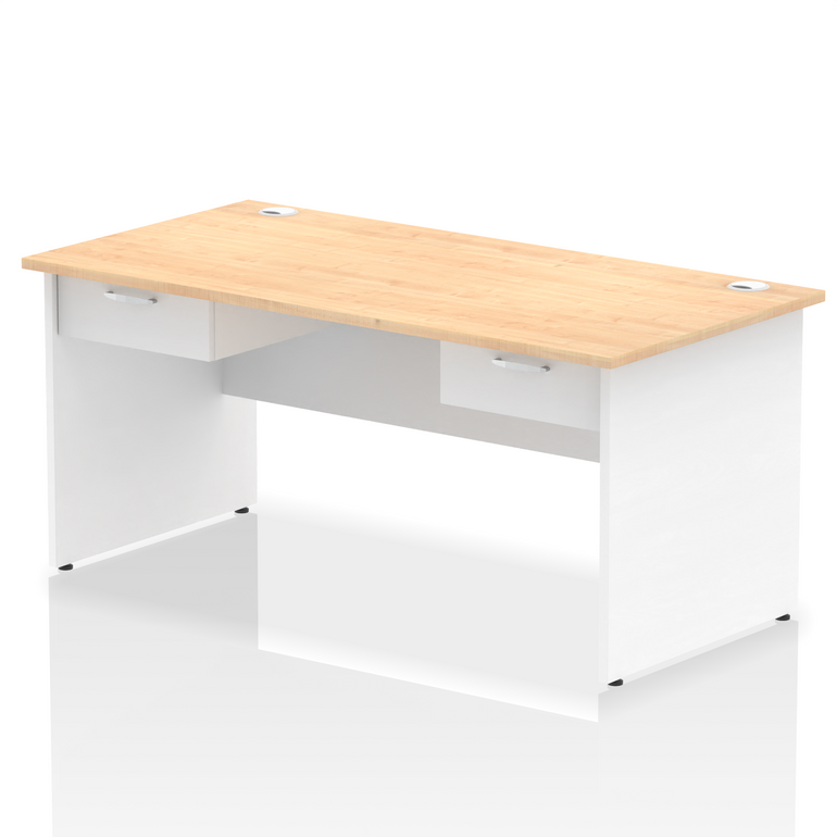 Impulse Panel End Straight Desk Frame With Two One Drawer Fixed Pedestals