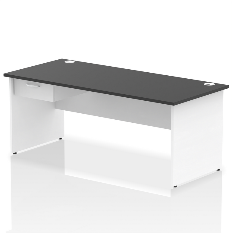 Impulse Panel End Straight Desk Frame With Single One Drawer Fixed Pedestal