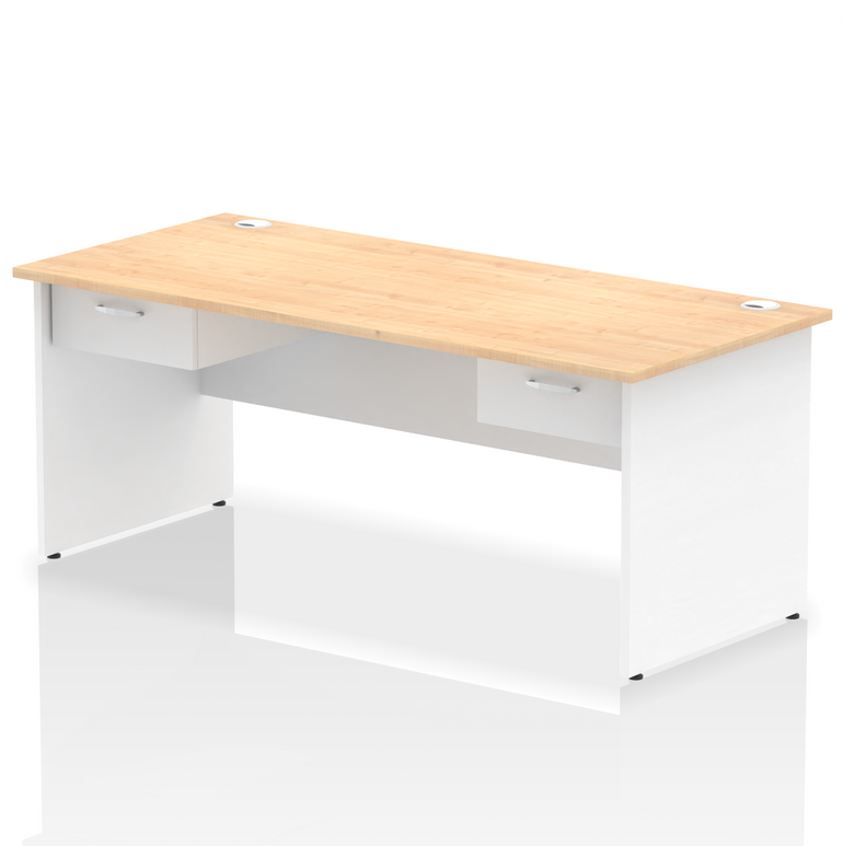 Impulse Panel End Straight Desk Frame With Two One Drawer Fixed Pedestals