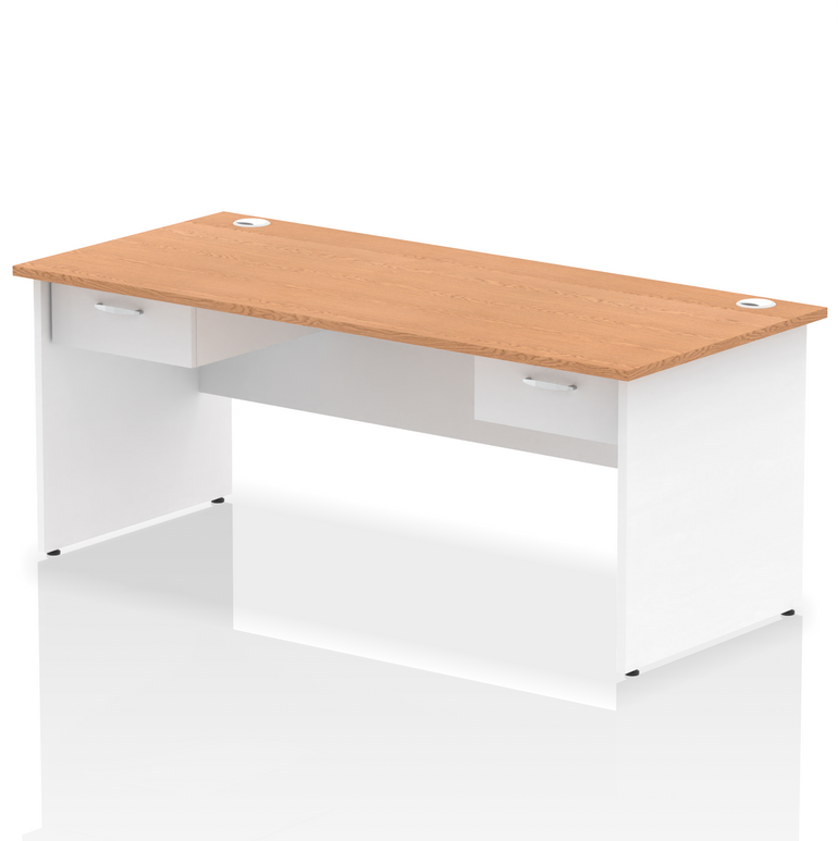 Impulse Panel End Straight Desk Frame With Two One Drawer Fixed Pedestals