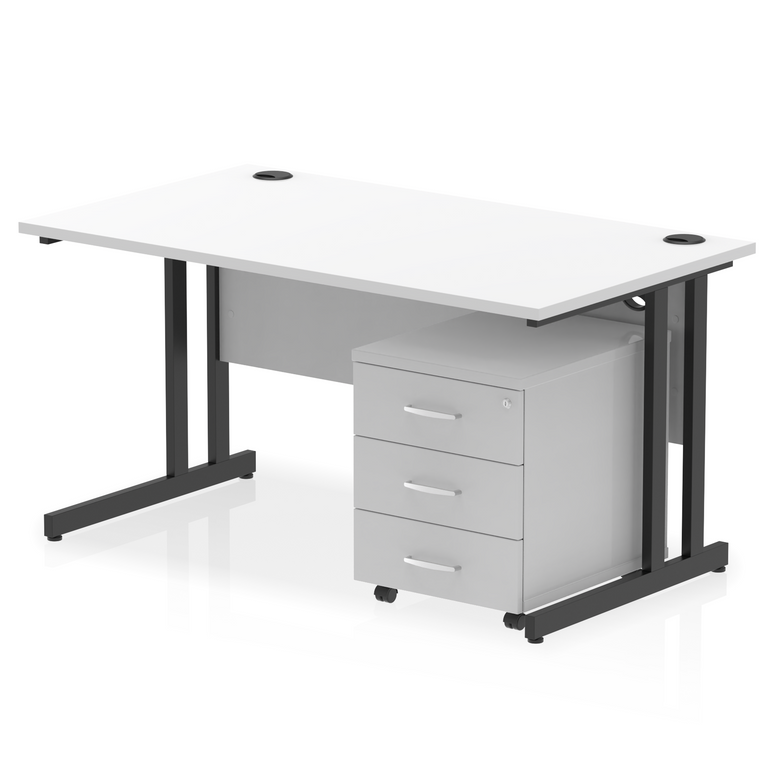 Impulse 1400mm Cantilever Straight Desk With Mobile Pedestal