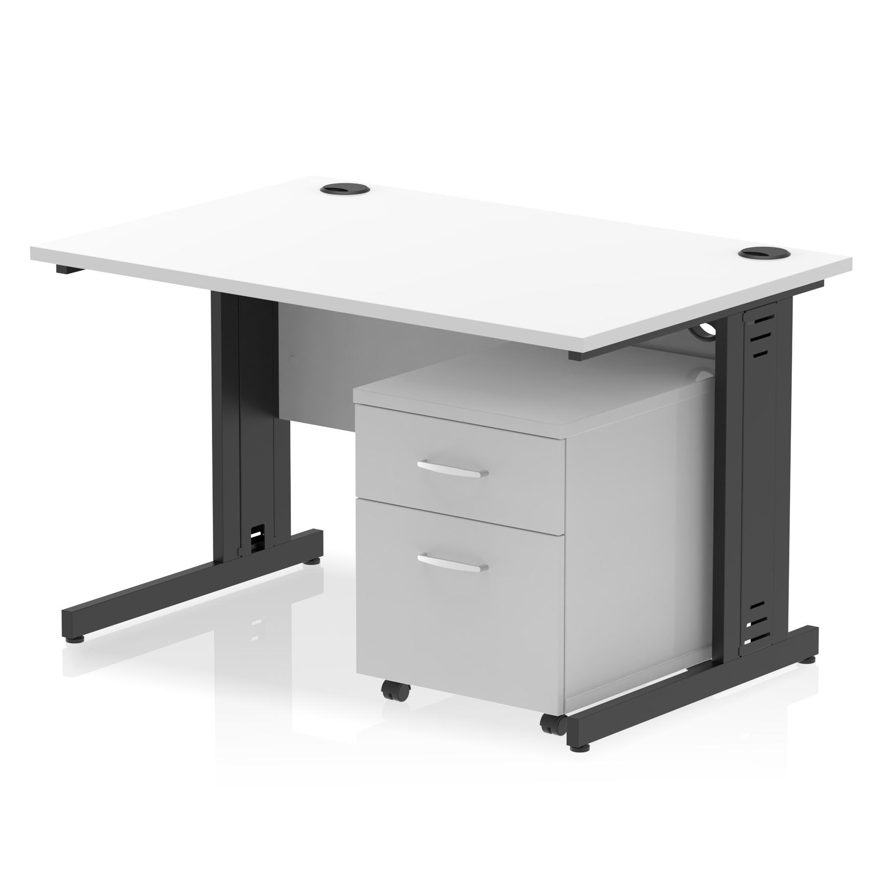 Impulse 1200mm Cable Managed Straight Desk With Mobile Pedestal