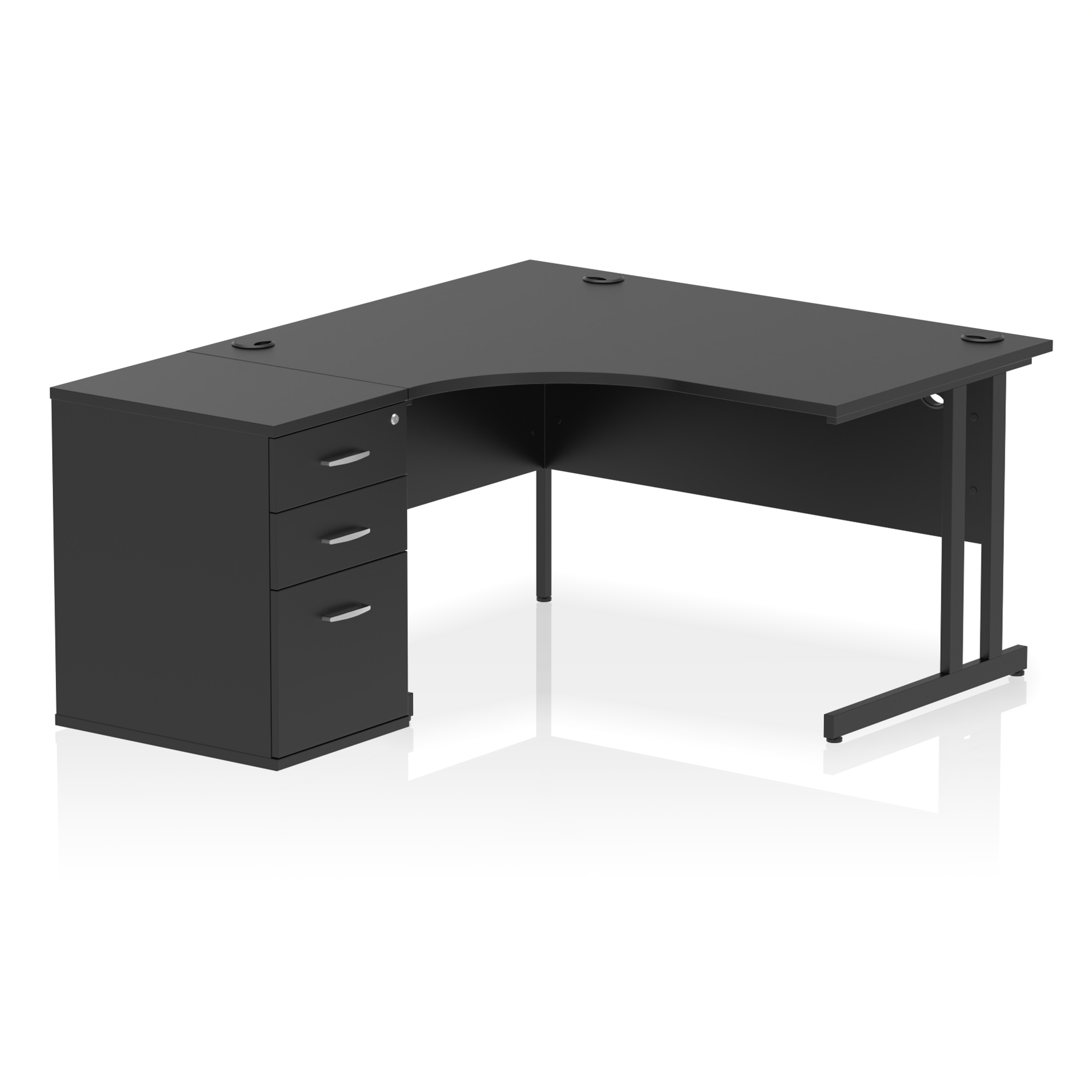 Impulse 1400mm Cantilever Left Crescent Desk Workstation