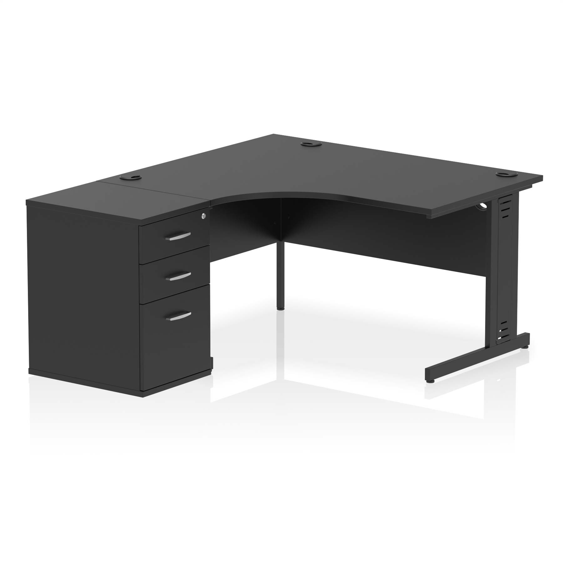 Impulse 1400mm Cable Managed Left Crescent Desk Workstation