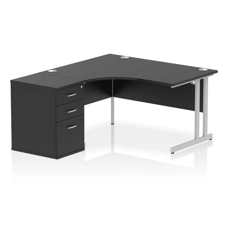 Impulse 1400mm Cantilever Left Crescent Desk Workstation