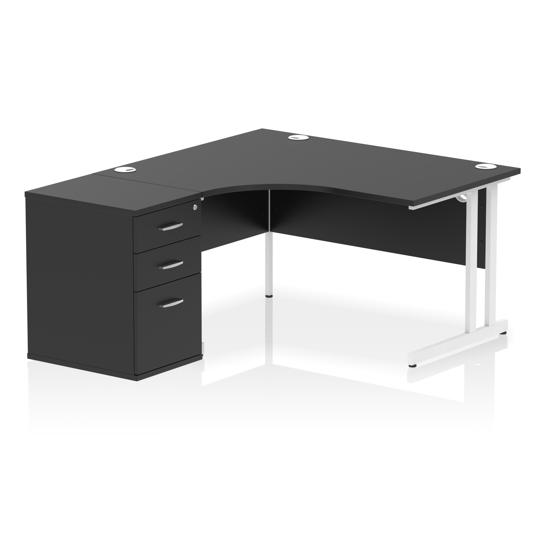 Impulse 1400mm Cantilever Left Crescent Desk Workstation