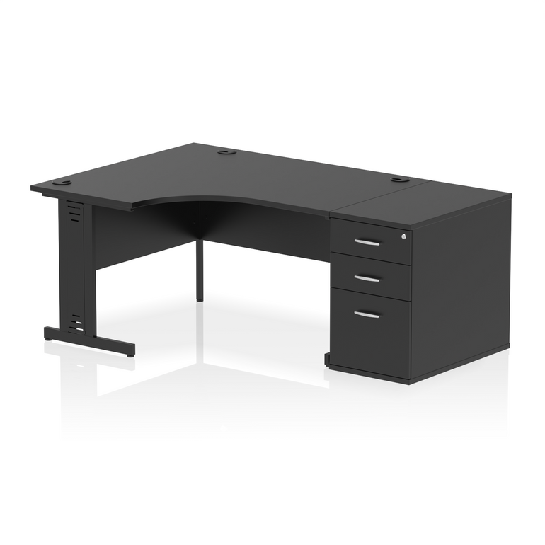 Impulse 1400mm Cable Managed Left Crescent Desk Workstation