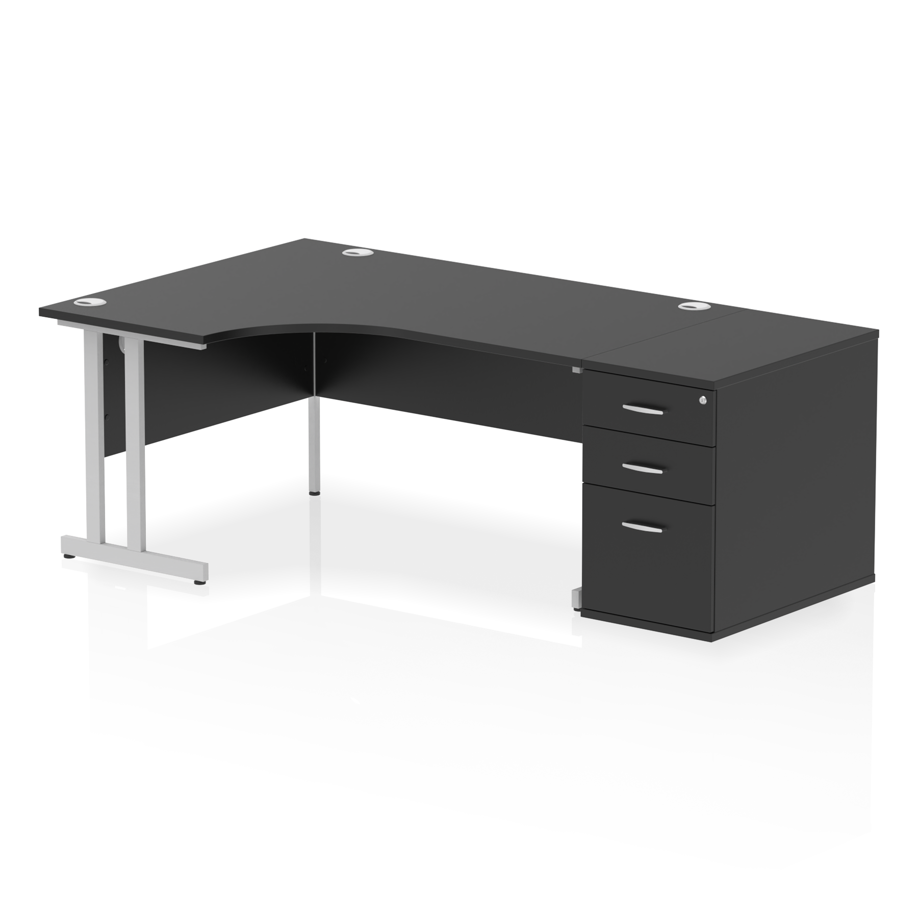 Impulse 1600mm Cantilever Left Crescent Desk Workstation