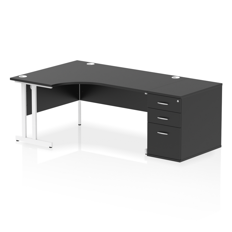 Impulse 1600mm Cantilever Left Crescent Desk Workstation