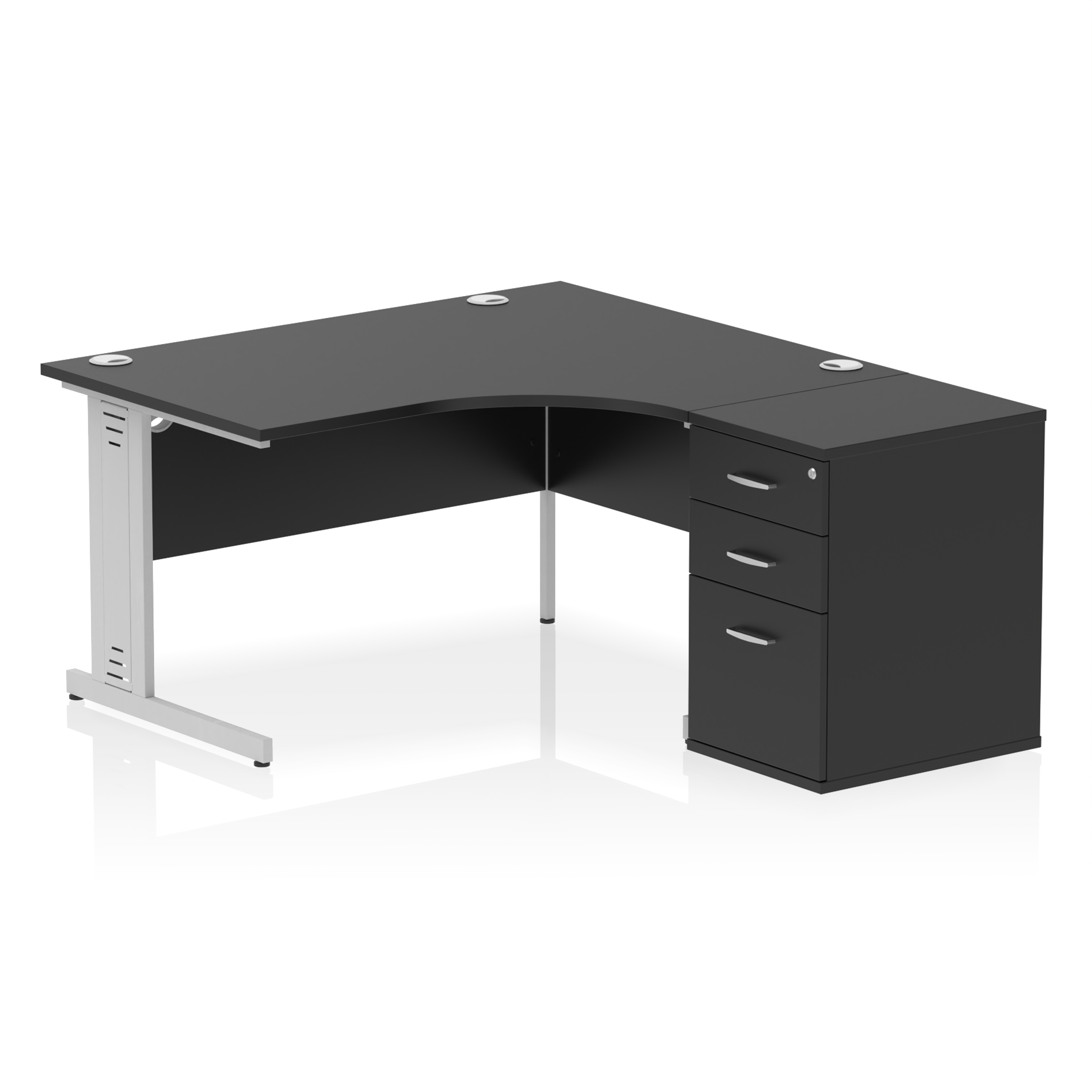 Impulse 1400mm Cable Managed Right Crescent Desk Workstation