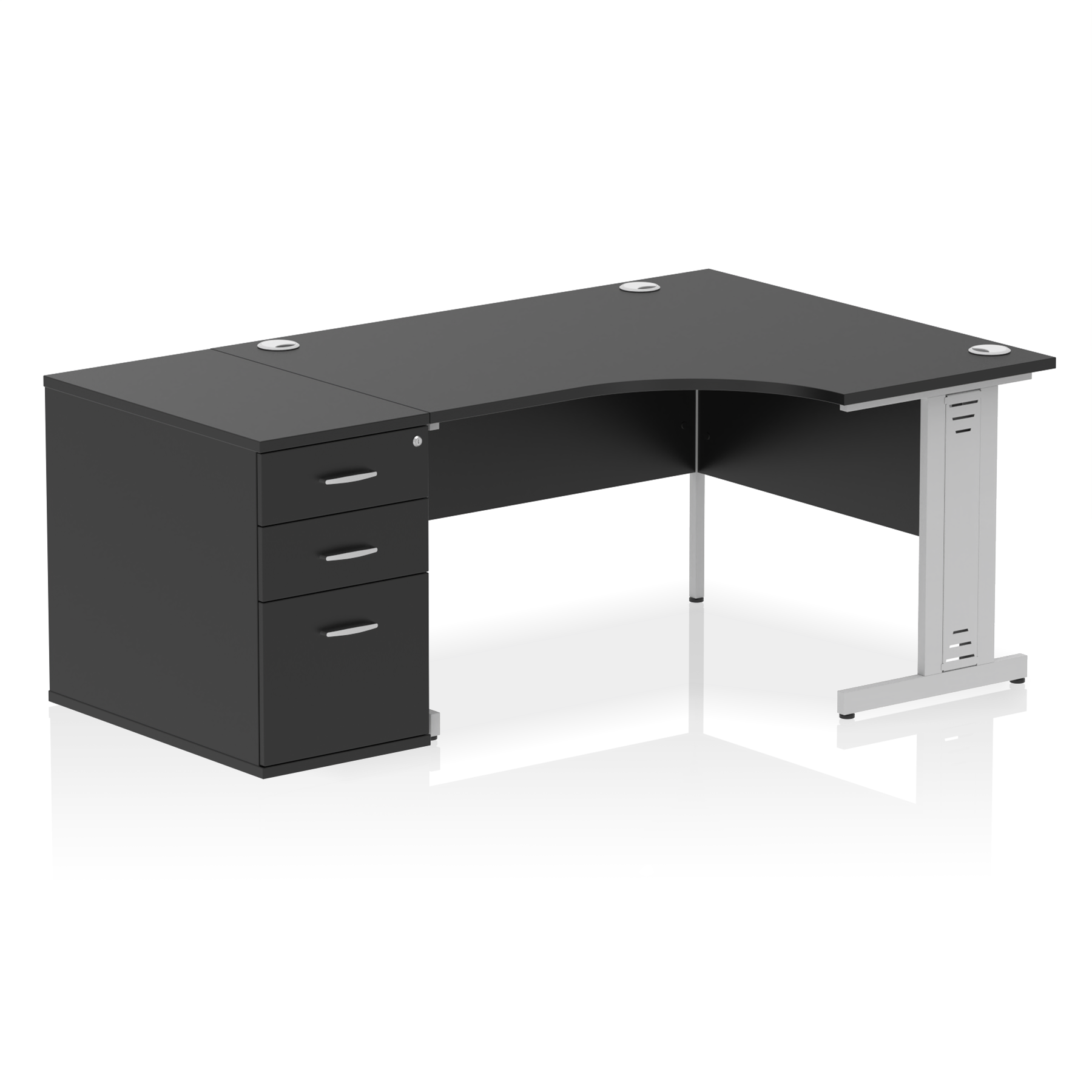 Impulse 1400mm Cable Managed Right Crescent Desk Workstation