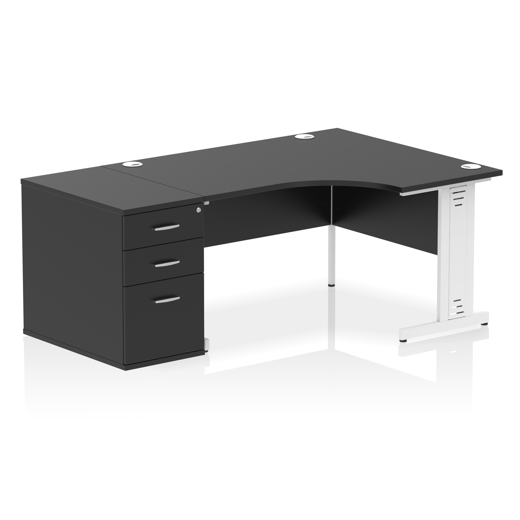 Impulse 1400mm Cable Managed Right Crescent Desk Workstation