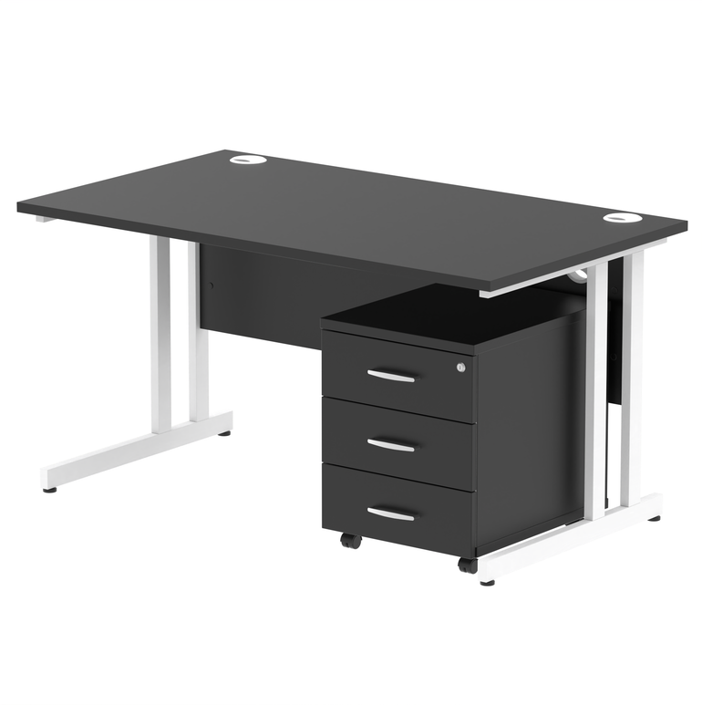 Impulse 1400mm Cantilever Straight Desk With Mobile Pedestal