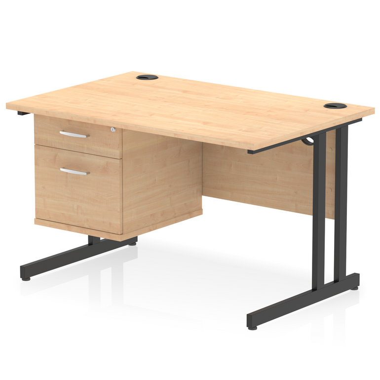 Impulse 1200mm Cantilever Straight Desk With Single Fixed Pedestal