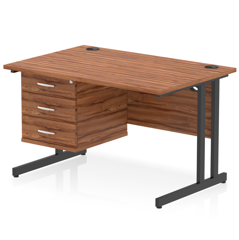 Impulse 1200mm Cantilever Straight Desk With Single Fixed Pedestal