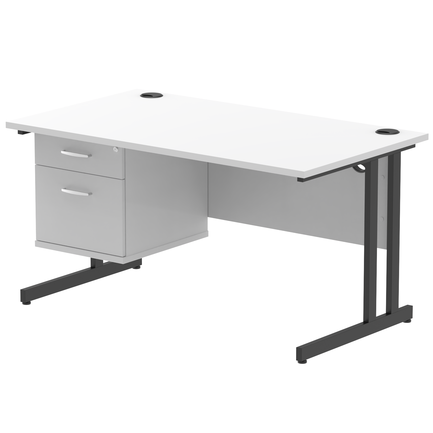 Impulse 1400mm Cantilever Straight Desk With Single Fixed Pedestal