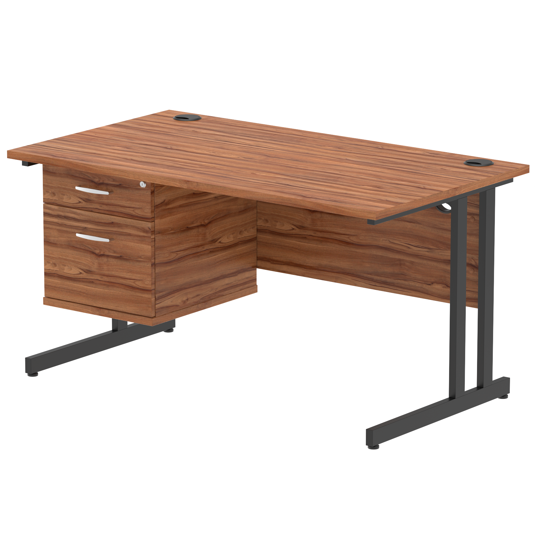 Impulse 1400mm Cantilever Straight Desk With Single Fixed Pedestal