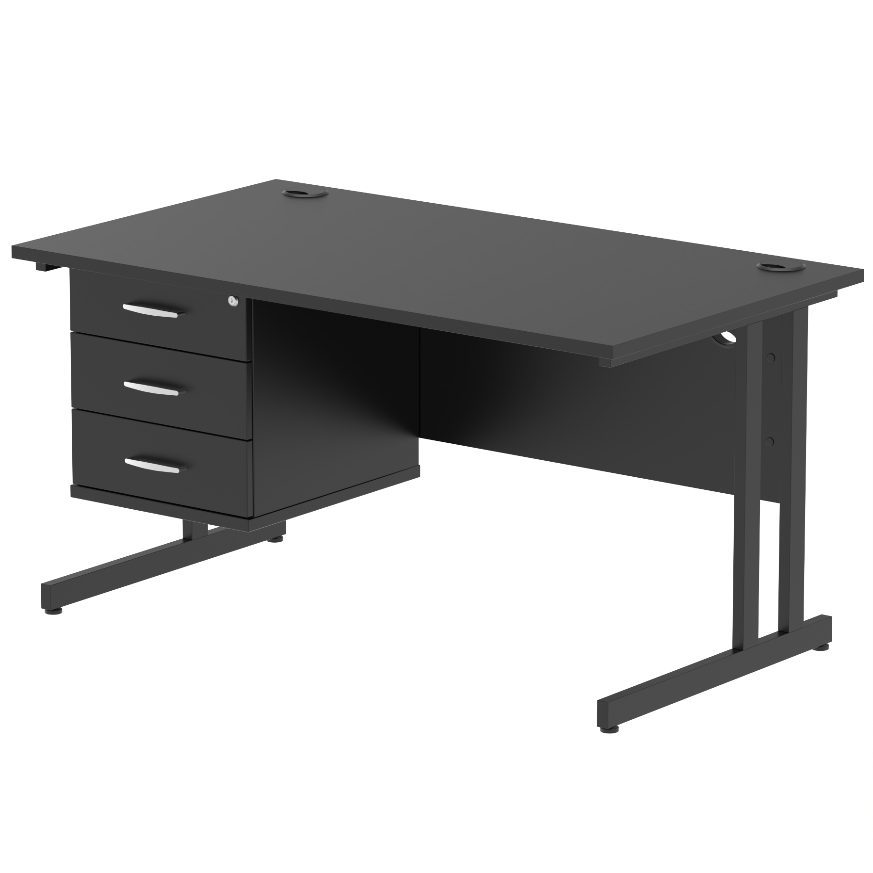 Impulse 1400mm Cantilever Straight Desk With Single Fixed Pedestal