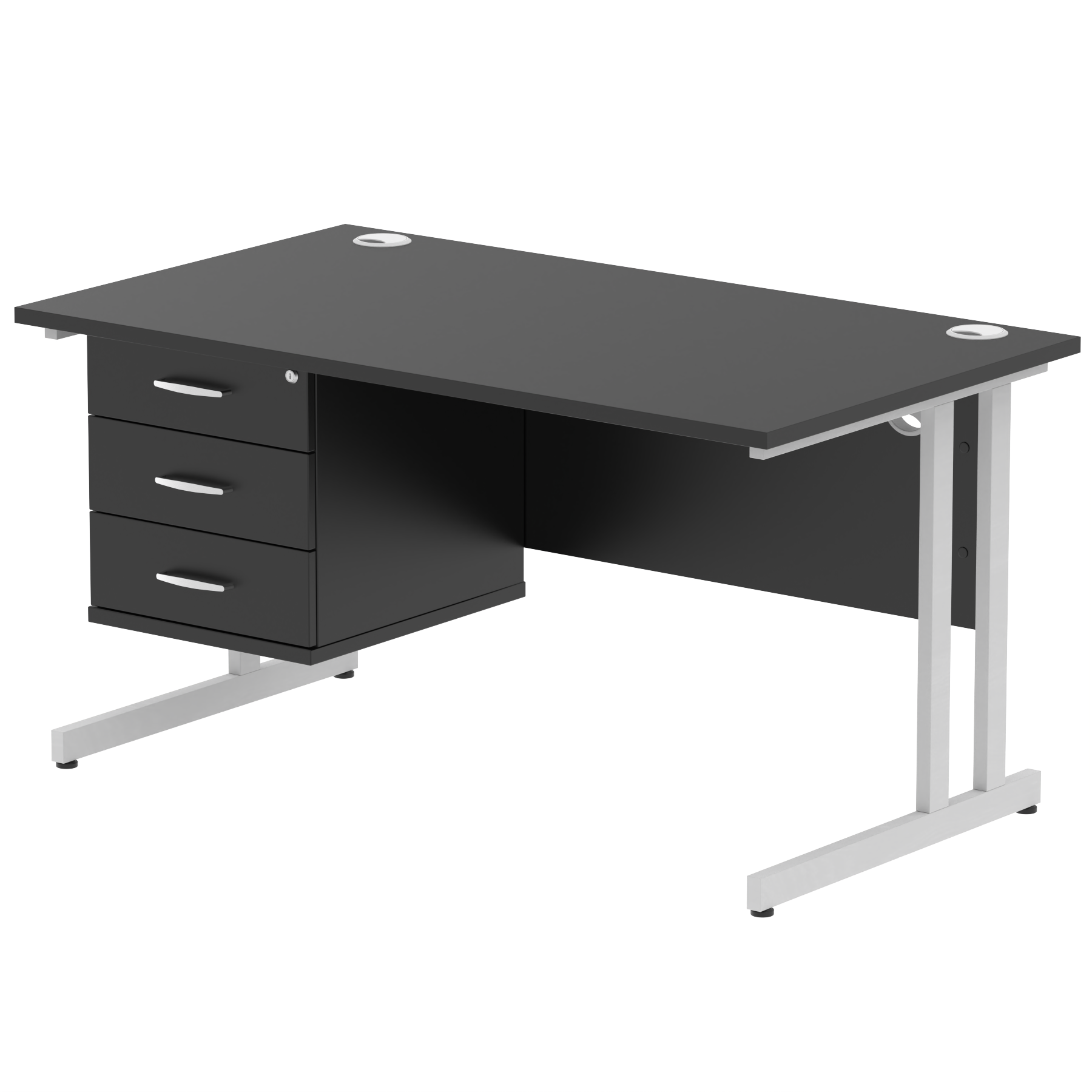 Impulse 1400mm Cantilever Straight Desk With Single Fixed Pedestal