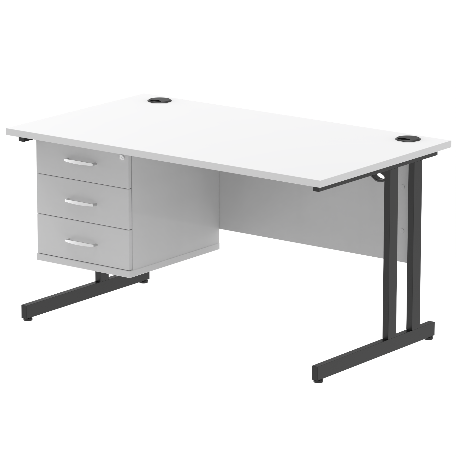 Impulse 1400mm Cantilever Straight Desk With Single Fixed Pedestal