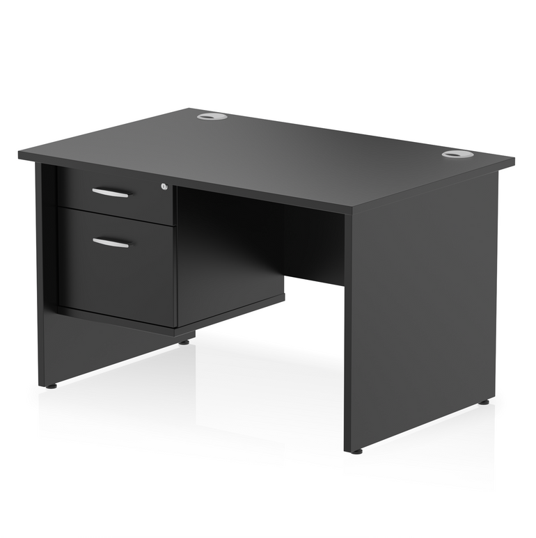 Impulse 1200mm Panel End Straight Desk With Single Fixed Pedestal