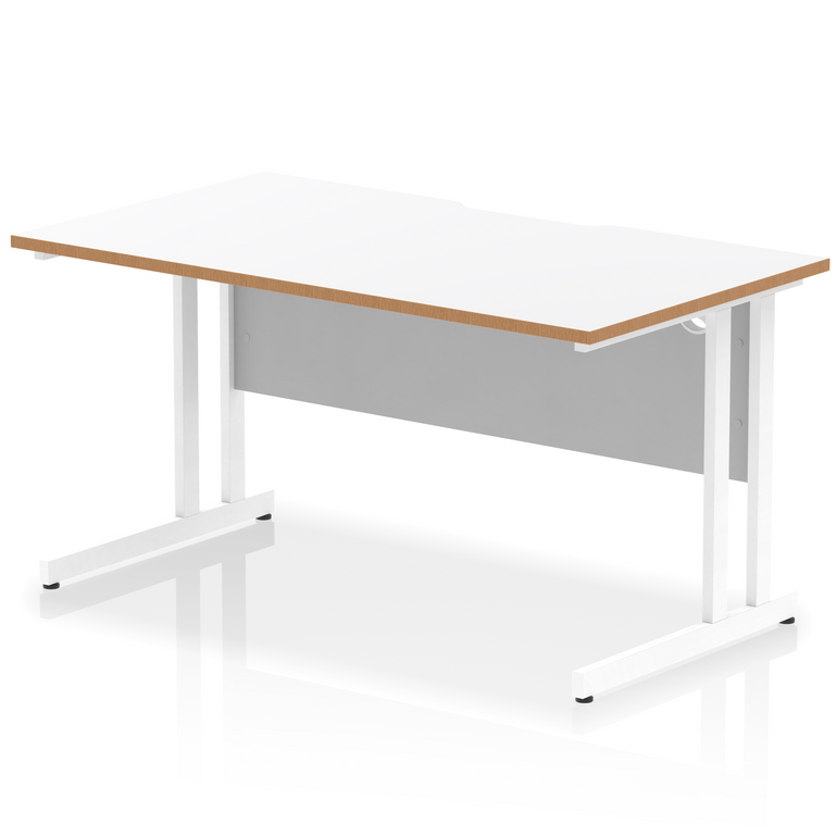 Impulse Scalloped Edge 1400mm Straight Desk Cantilever Leg