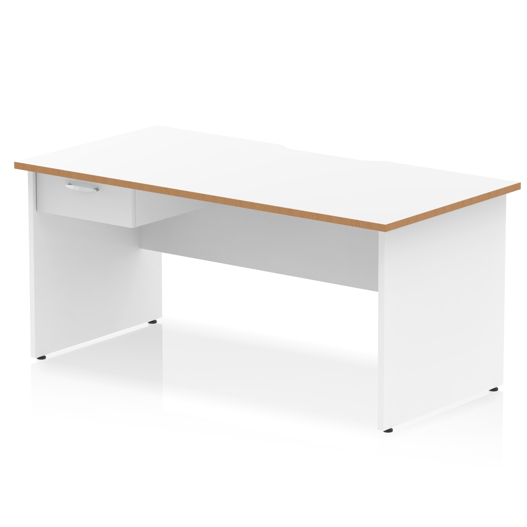 Impulse Scalloped Edge Panel End Straight Desk Frame With Single One Drawer Fixed Pedestal